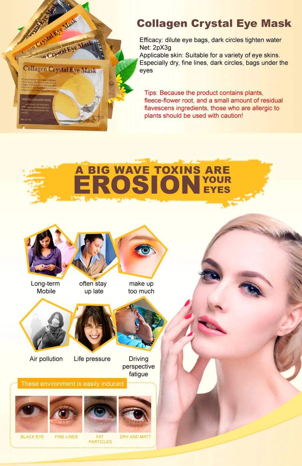 Maschere Occhi al Collagen (10 Paia) - Idratanti, Anti-Occhiaie e Anti-Età